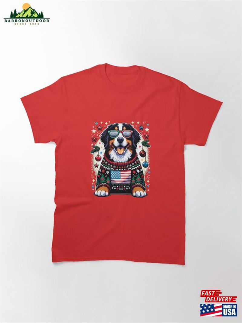 Merry Woofmas Happy Bernese Mountain Dog Ugly Sweater Usa Flag Edition Classic T-Shirt Hoodie Merry Woofmas Happy Bernese Mountain Dog Ugly Sweater Usa Flag Edition Classic T-Shirt Hoodie