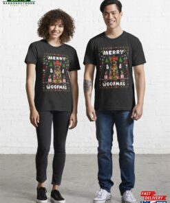 Merry Woofmas Happy German Shepherd Puppy In Ugly Christmas Festive Sweater Essential T-Shirt Sweatshirt Unisex