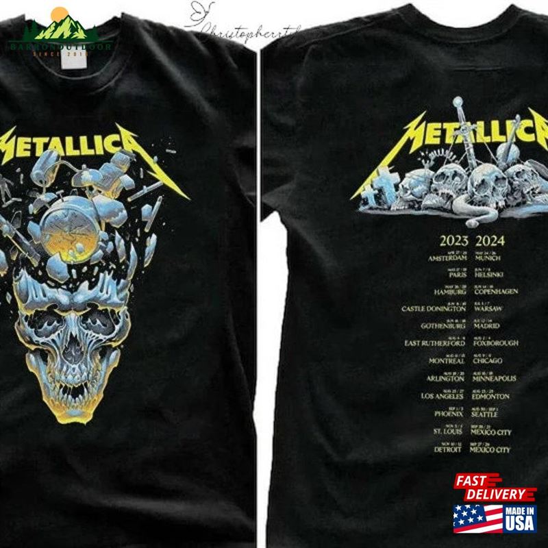 Metallica Band Thrash Metal Tour 2023 2024 2Sides Shirt T-Shirt Vintage Merch Unisex Sweatshirt Metallica Band Thrash Metal Tour 2023 2024 2Sides Shirt T-Shirt Vintage Merch Unisex Sweatshirt