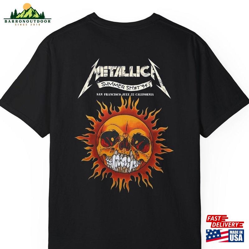 Metallica Flaming Skull 1994 Tour T-Shirt Sun Unisex Metallica Flaming Skull 1994 Tour T-Shirt Sun Unisex