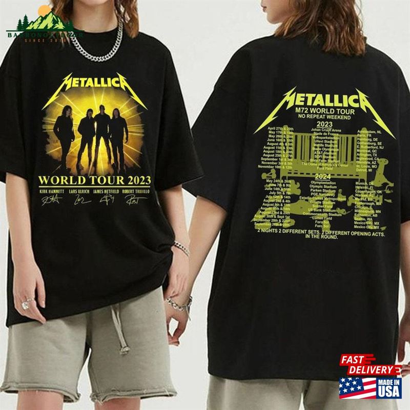Metallica World Tour 2023 2024 Full Dates Shirt Band T-Shirt Hoodie Metallica World Tour 2023 2024 Full Dates Shirt Band T-Shirt Hoodie