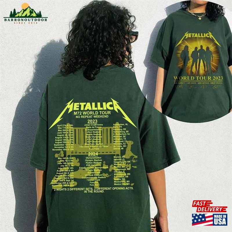 Metallica World Tour 2023 2024 Full Dates Shirt Band T-Shirt Hoodie Metallica World Tour 2023 2024 Full Dates Shirt Band T-Shirt Hoodie