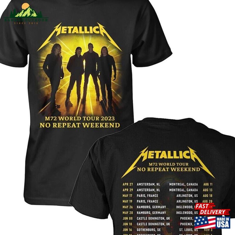 Metallica World Tour 2023 No Repeat Weekend T-Shirt Shirt Metal Music Band Hoodie Classic Metallica World Tour 2023 No Repeat Weekend T-Shirt Shirt Metal Music Band Hoodie Classic
