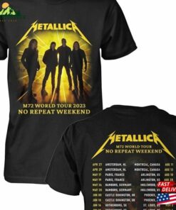 Metallica World Tour 2023 No Repeat Weekend T-Shirt Shirt Metal Music Band Unisex