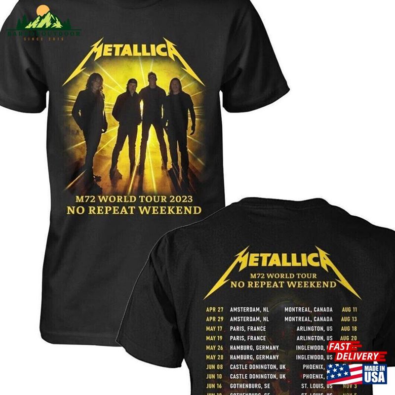 Metallica World Tour 2023 No Repeat Weekend T-Shirt Shirt Metal Music Band Unisex Metallica World Tour 2023 No Repeat Weekend T-Shirt Shirt Metal Music Band Unisex
