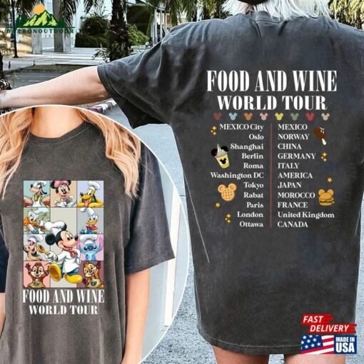 Mickey Chef And Friends Food Wine Festival 2023 World Tour Shirt Disney Epcot Snack Drink Around The Tee Unisex Sweatshirt