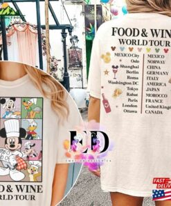 Mickey Chef And Friends Food Wine Festival 2023 World Tour T-Shirt Disney Epcot Snack Drink Tee Classic Unisex