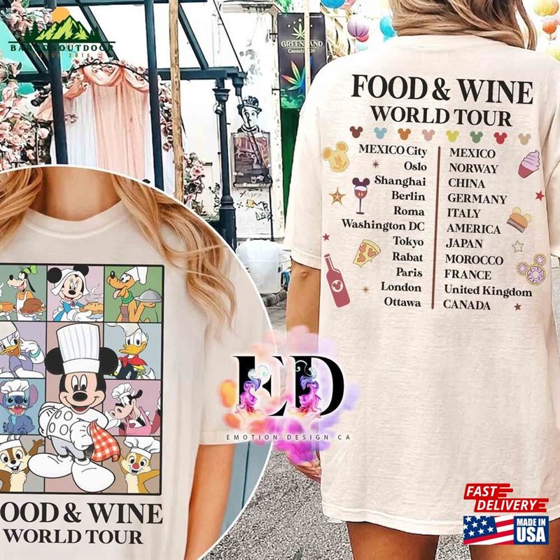 Mickey Chef And Friends Food Wine Festival 2023 World Tour T-Shirt Disney Epcot Snack Drink Tee Classic Unisex Mickey Chef And Friends Food Wine Festival 2023 World Tour T-Shirt Disney Epcot Snack Drink Tee Classic Unisex