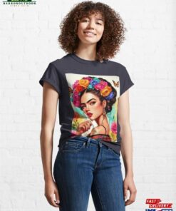 Military Pin Up Girl Portrait In Frida Kahlo Style Classic T-Shirt Hoodie