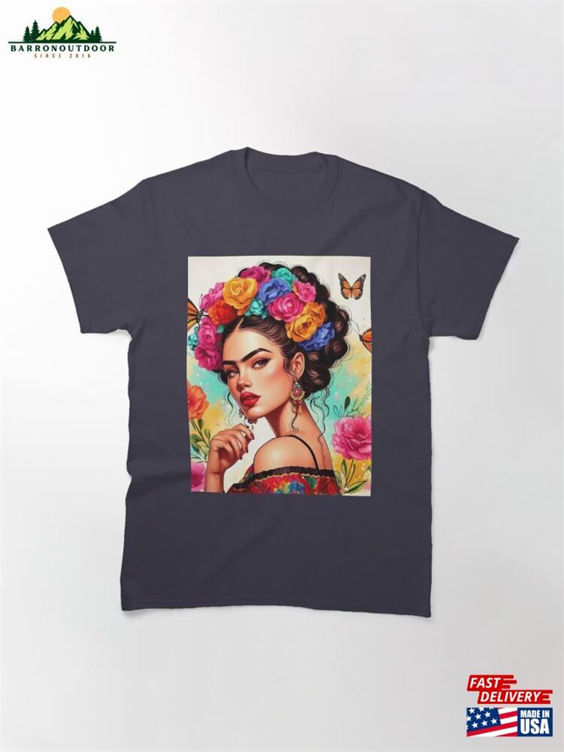 Military Pin Up Girl Portrait In Frida Kahlo Style Classic T-Shirt Hoodie Military Pin Up Girl Portrait In Frida Kahlo Style Classic T-Shirt Hoodie