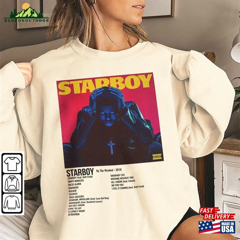 Minimalist Album Music Shirt The Weeknd Starboy Tour T-Shirt Unisex Minimalist Album Music Shirt The Weeknd Starboy Tour T-Shirt Unisex