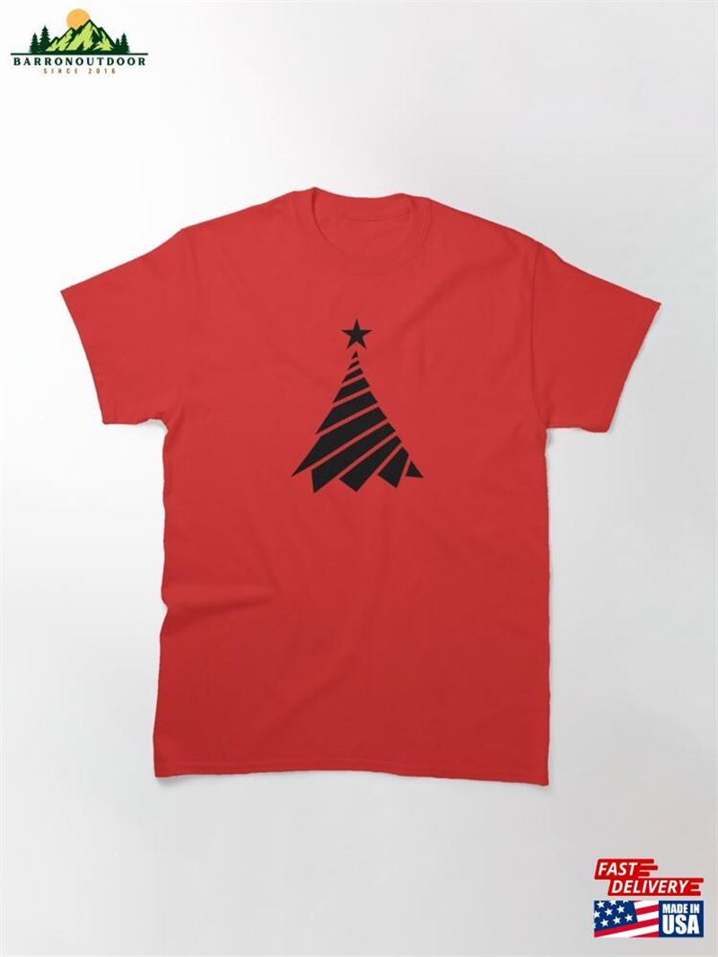 Modern Geometric Christmas Tree On Red Classic T-Shirt Hoodie Modern Geometric Christmas Tree On Red Classic T-Shirt Hoodie
