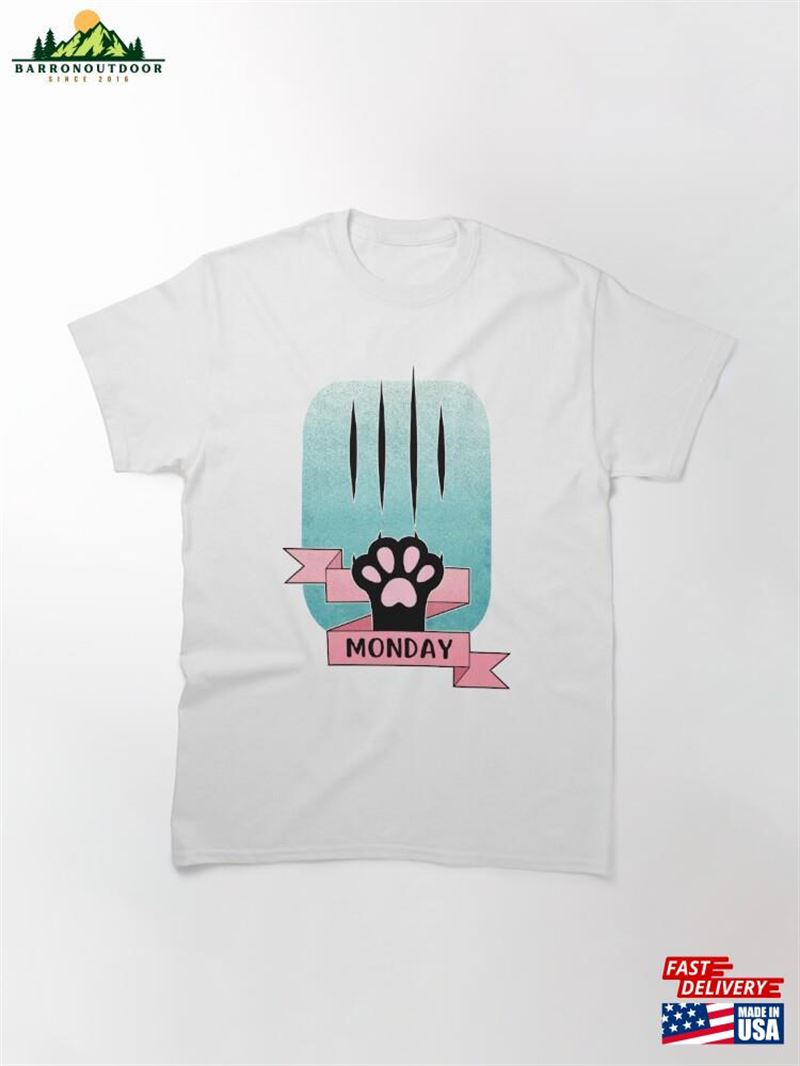 Monday Meme Cat Paw Teal And Pink Classic T-Shirt Sweatshirt Monday Meme Cat Paw Teal And Pink Classic T-Shirt Sweatshirt