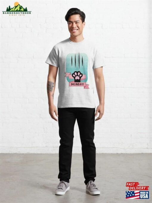 Monday Meme Cat Paw Teal And Pink Classic T-Shirt Sweatshirt