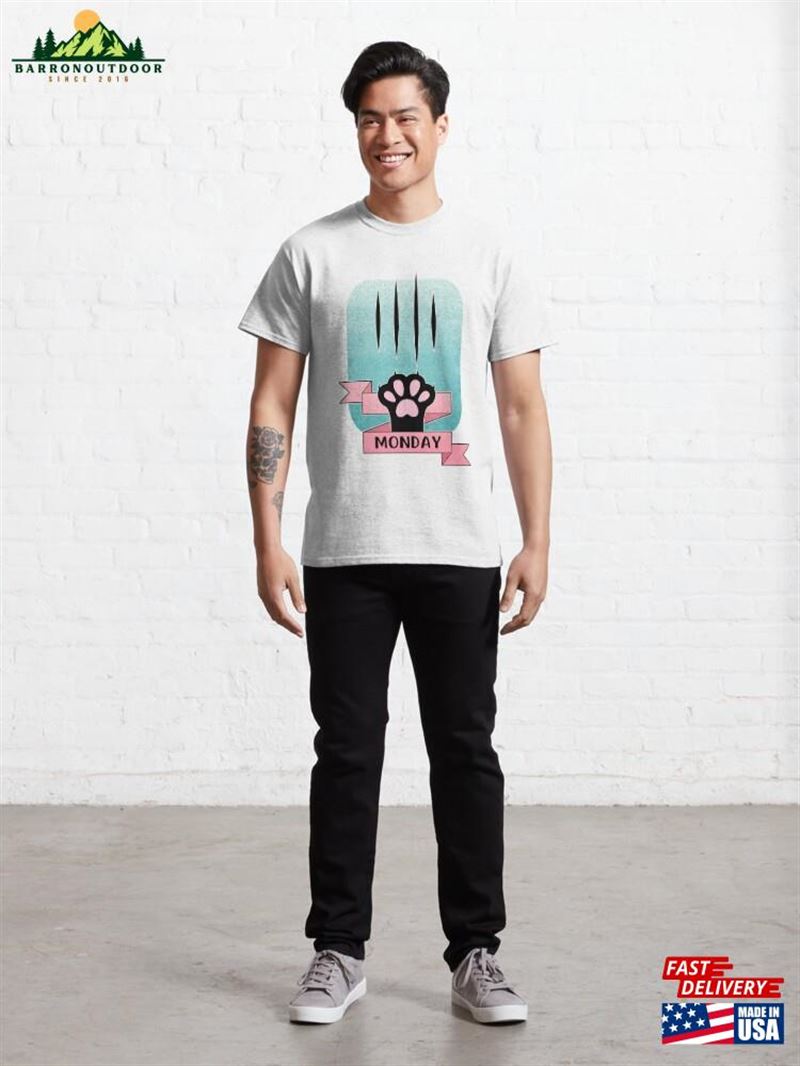 Monday Meme Cat Paw Teal And Pink Classic T-Shirt Sweatshirt Monday Meme Cat Paw Teal And Pink Classic T-Shirt Sweatshirt