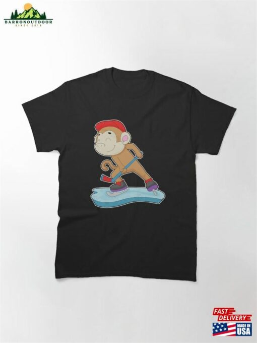 Monkey Field Hockey Stick Sports Classic T-Shirt Unisex