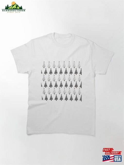 Monochromatic Christmas Tree Pattern Festive Holiday Designs Classic T-Shirt Sweatshirt Unisex