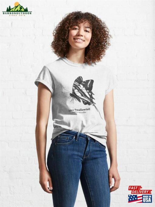 Monochrome Zebra Swallowtail Classic T-Shirt Unisex