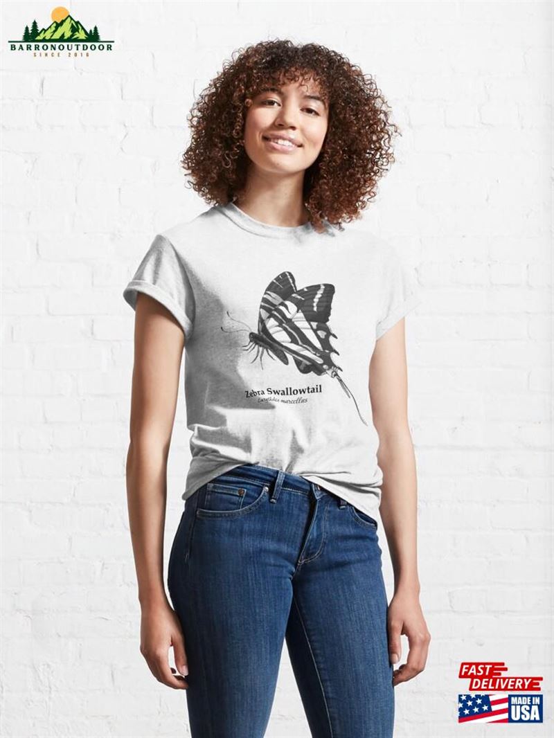 Monochrome Zebra Swallowtail Classic T-Shirt Unisex Monochrome Zebra Swallowtail Classic T-Shirt Unisex