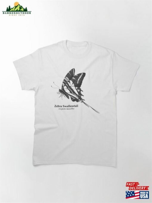 Monochrome Zebra Swallowtail Classic T-Shirt Unisex