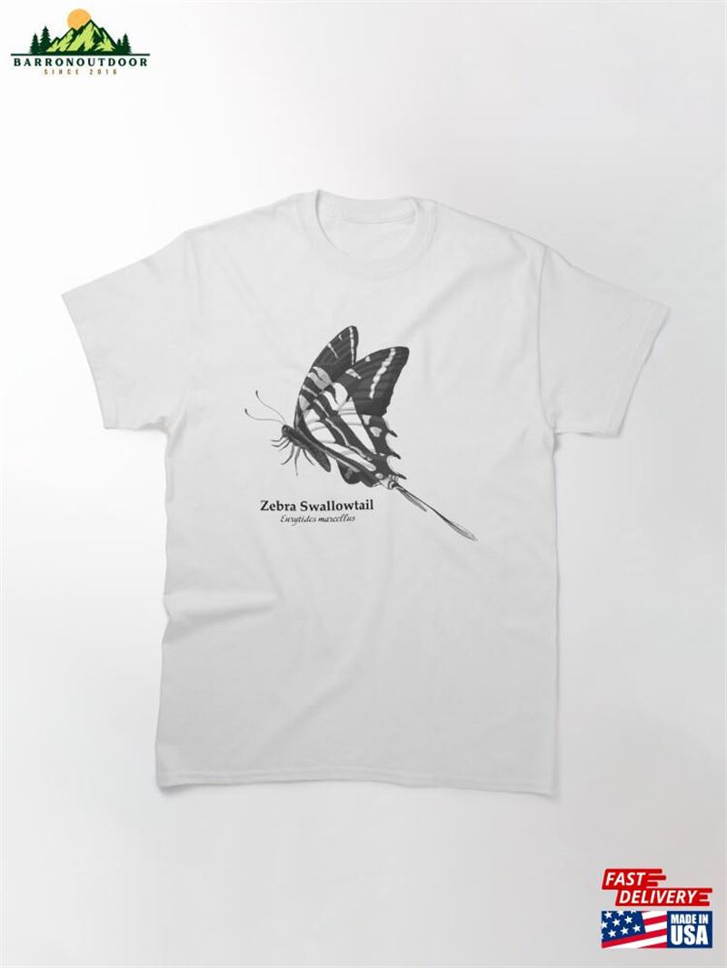 Monochrome Zebra Swallowtail Classic T-Shirt Unisex Monochrome Zebra Swallowtail Classic T-Shirt Unisex