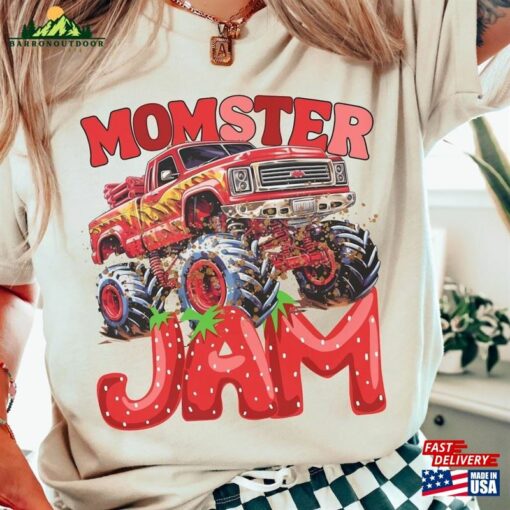Monster Truck Jam Mom Momster Dadster Kidster Boy Mama Dad T-Shirt Shirt Unisex