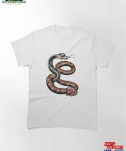 Mosaic Snake And Red Rose Classic T-Shirt Unisex