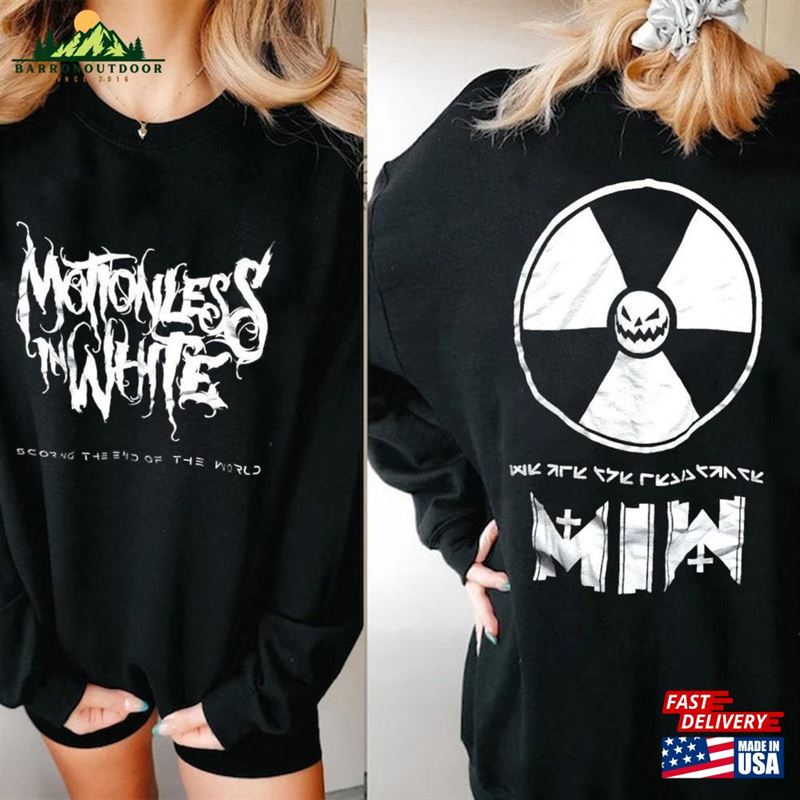 Motionless In White Scoring The End Of World Tour 2023 T-Shirt Us Classic Unisex Motionless In White Scoring The End Of World Tour 2023 T-Shirt Us Classic Unisex