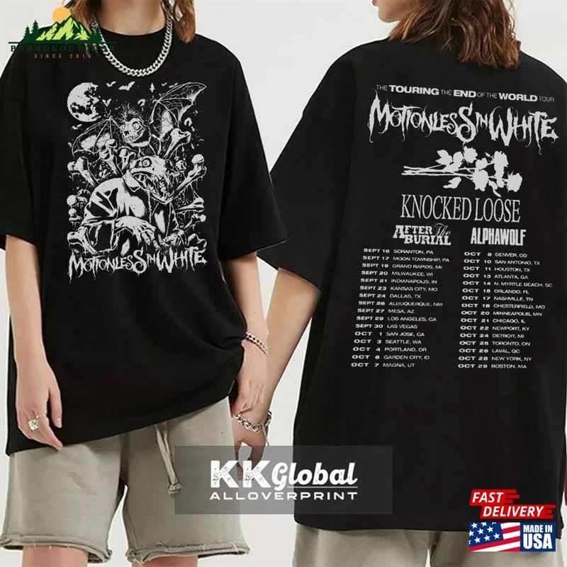 Motionless In White Scoring The End Of World Tour 2023 Tee Us Classic Unisex Motionless In White Scoring The End Of World Tour 2023 Tee Us Classic Unisex