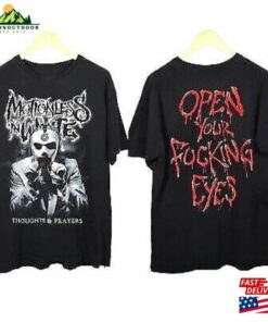 Motionless In White Thoughts And Prayers Open Your Eyes Scoring The End Of World Tour 2023 T-Shirt Gift For Fans Unisex