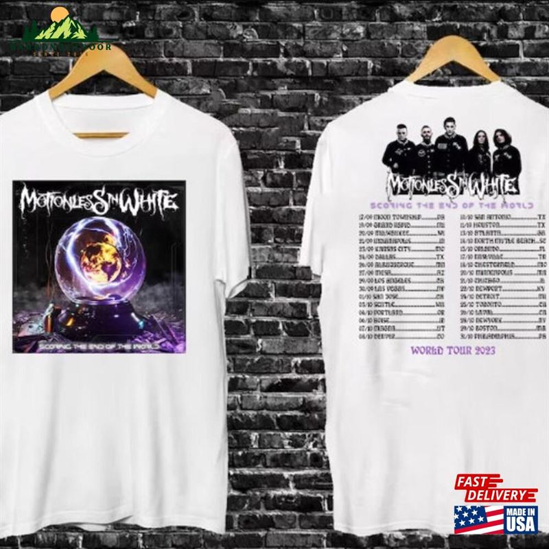 Motionless In White Us Tour 2023 T-Shirt Scoring The End Of World Unisex Hoodie Motionless In White Us Tour 2023 T-Shirt Scoring The End Of World Unisex Hoodie