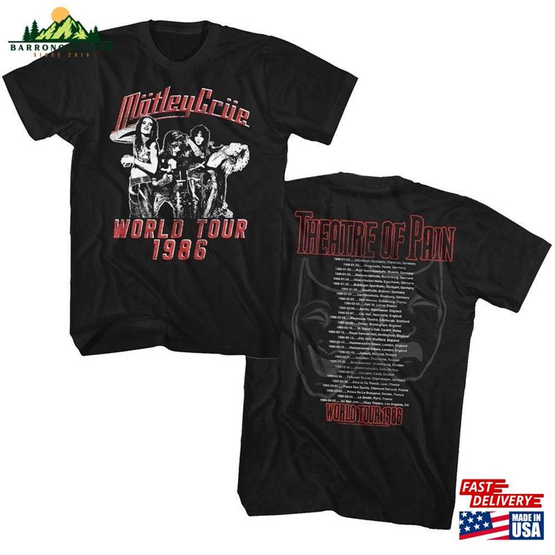 Motley Crue Theatre Of Pain Tour Classic Black Adult T-Shirt Sweatshirt Hoodie Motley Crue Theatre Of Pain Tour Classic Black Adult T-Shirt Sweatshirt Hoodie