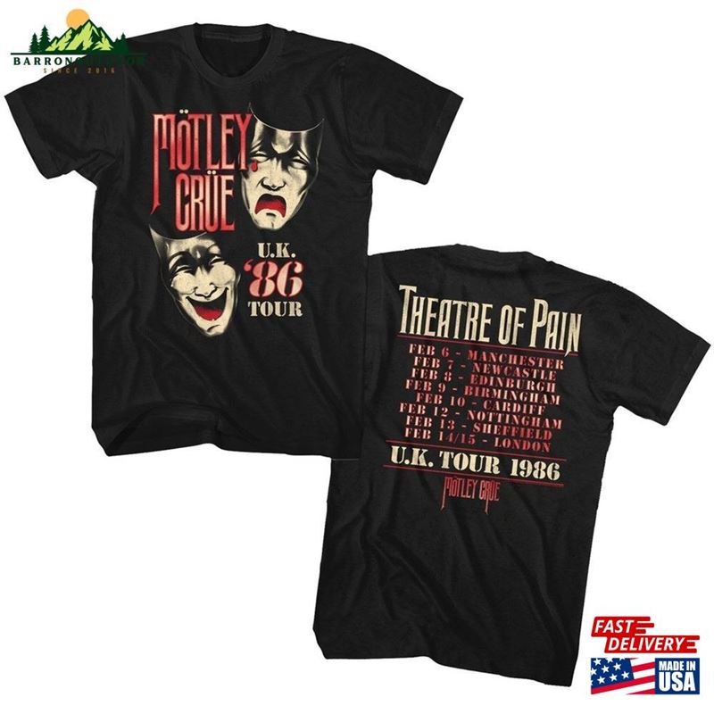Motley Crue Uk Tour Black Adult T-Shirt Classic Motley Crue Uk Tour Black Adult T-Shirt Classic