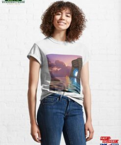 Mountain Cave With Sunset In Ocean Classic T Shirt 1