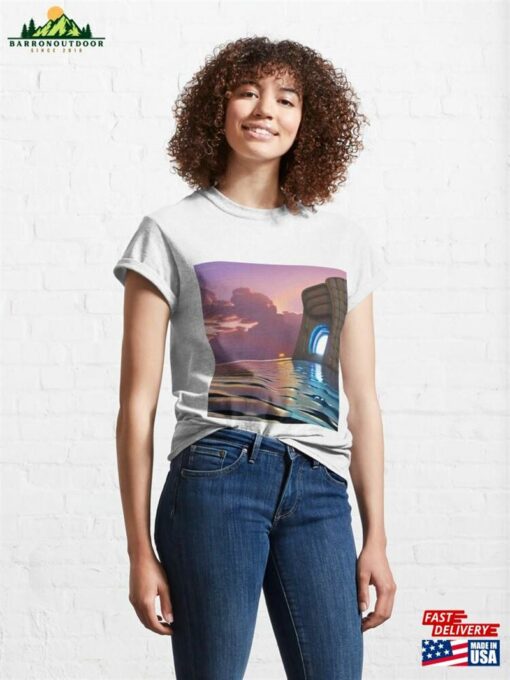 Mountain Cave With Sunset In Ocean Classic T-Shirt