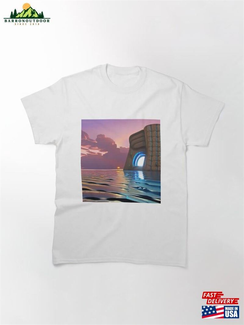 Mountain Cave With Sunset In Ocean Classic T-Shirt Mountain Cave With Sunset In Ocean Classic T-Shirt