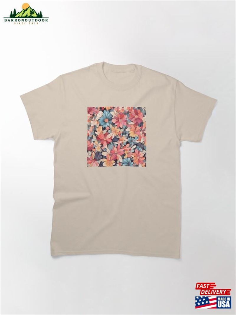 Multicolored Floral Art Pattern Classic T-Shirt Multicolored Floral Art Pattern Classic T-Shirt