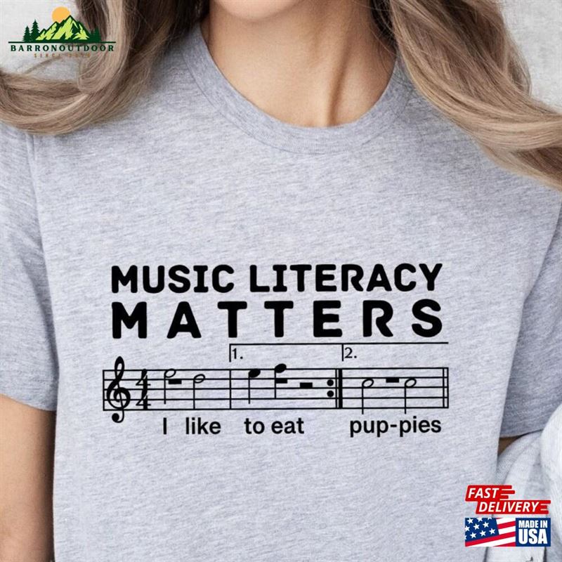 Music Literacy Matters Shirt Teacher I Like To Eat Puppies T-Shirt Classic Music Literacy Matters Shirt Teacher I Like To Eat Puppies T-Shirt Classic