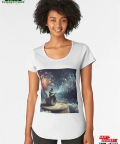 Musical Fantasy Artwork Man Guitar Floating Notes Classic T-Shirt