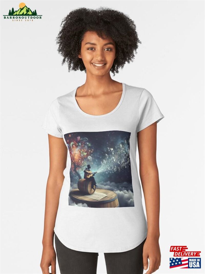 Musical Fantasy Artwork Man Guitar Floating Notes Classic T-Shirt Musical Fantasy Artwork Man Guitar Floating Notes Classic T-Shirt
