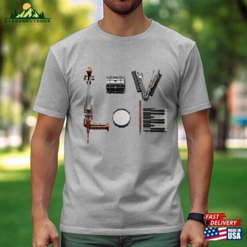 Musical Instruments Circle T-Shirt Orchestra Band Tee Music Lover Gift Unisex