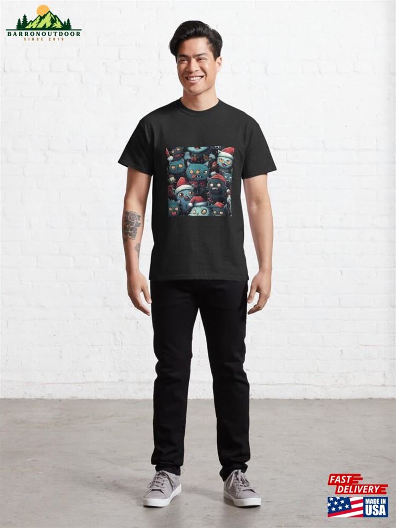 Mutated Christmas Zombie Cats Pattern Classic T-Shirt Hoodie Unisex Mutated Christmas Zombie Cats Pattern Classic T-Shirt Hoodie Unisex