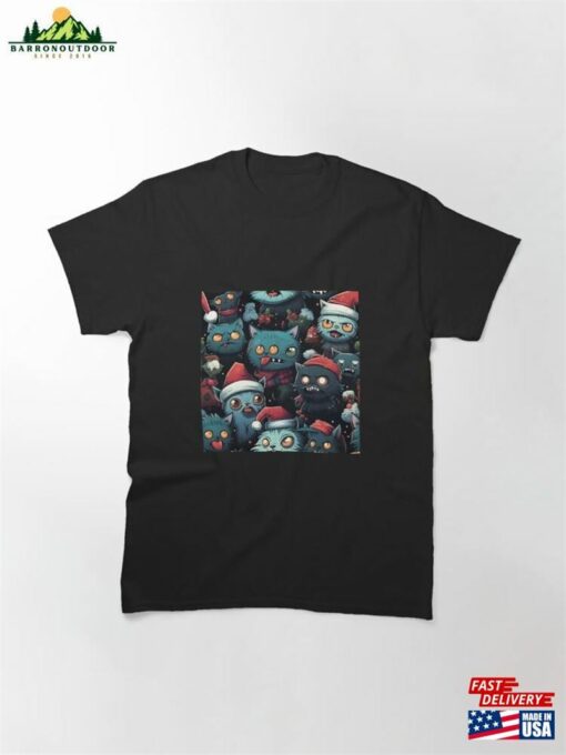Mutated Christmas Zombie Cats Pattern Classic T-Shirt Sweatshirt