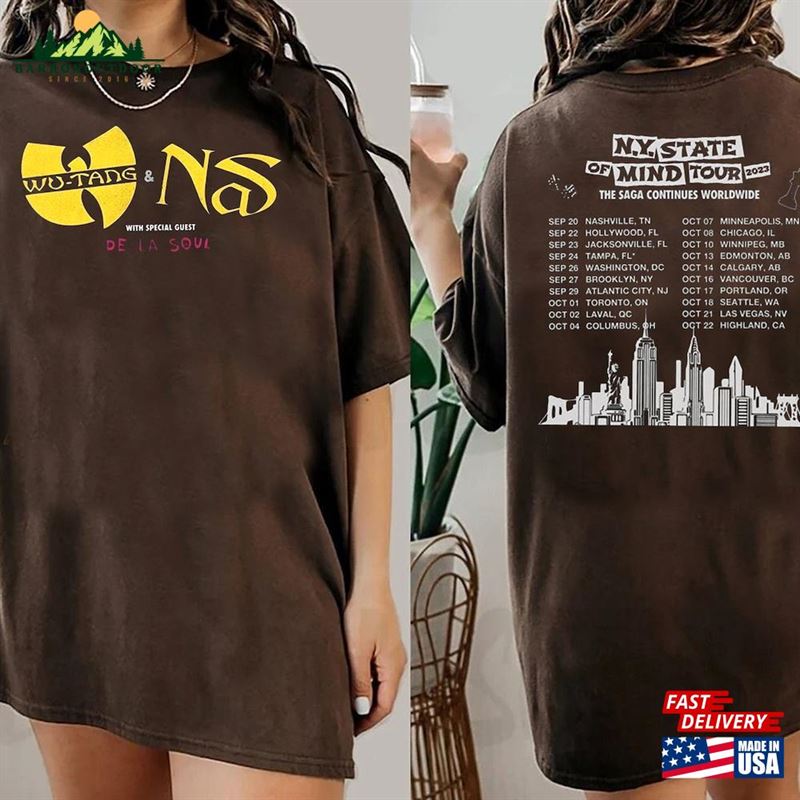 Nas Wu Tang Clan T-Shirt Ny State Of Mind Tour 2023 Tee Sweatshirt Unisex Nas Wu Tang Clan T-Shirt Ny State Of Mind Tour 2023 Tee Sweatshirt Unisex