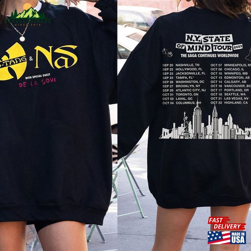 Nas Wu Tang Clan T-Shirt Ny State Of Mind Tour 2023 Tee Sweatshirt Unisex Nas Wu Tang Clan T-Shirt Ny State Of Mind Tour 2023 Tee Sweatshirt Unisex