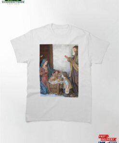 Nativity Scene With Young Boy And Animals Watercolor Classic T-Shirt Hoodie