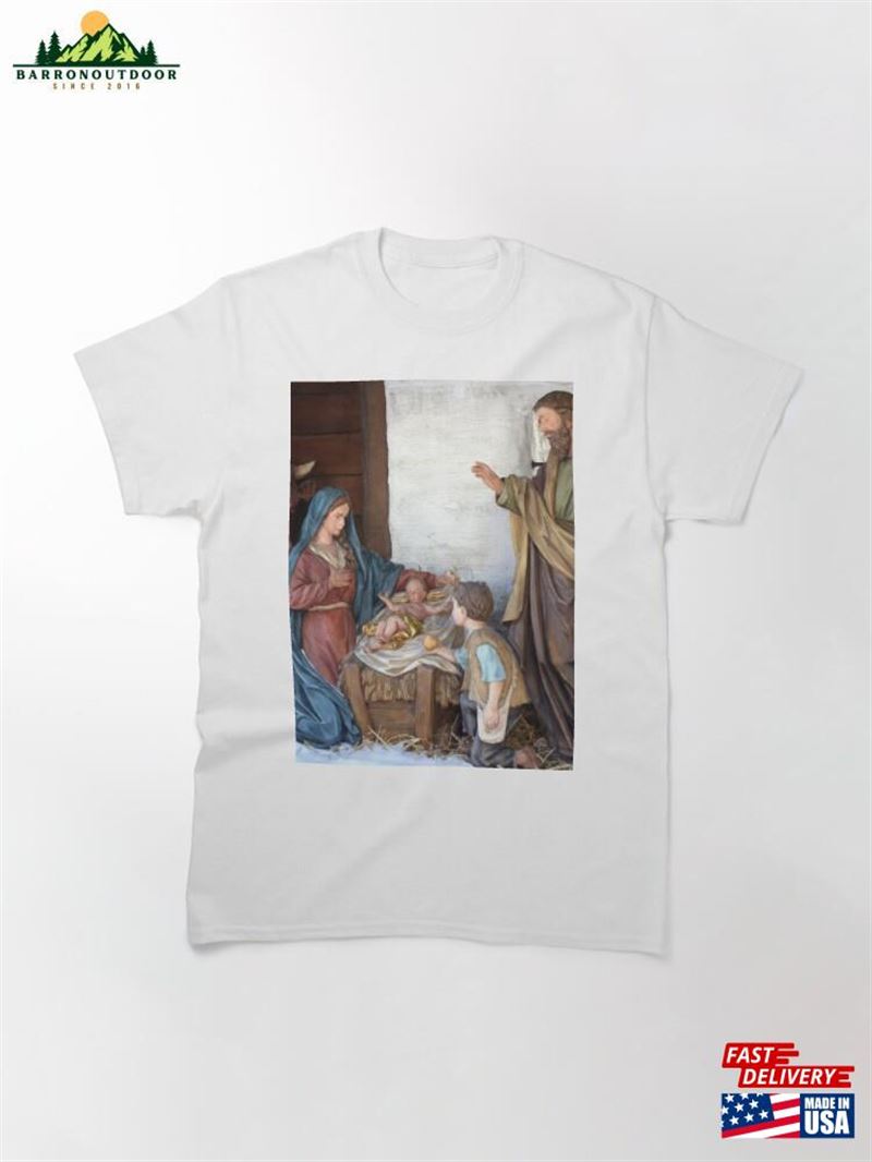 Nativity Scene With Young Boy And Animals Watercolor Classic T-Shirt Hoodie Nativity Scene With Young Boy And Animals Watercolor Classic T-Shirt Hoodie