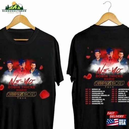 Ne Yo Robin Thicke Mario Champagne Roses 2023 Tour Shirt T-Shirt Hoodie