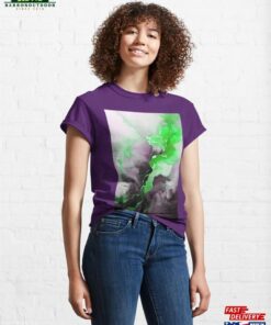 Neon Nightfall Fusion Abstract Alcohol Ink Art In Aubergine And Green Classic T-Shirt Hoodie Neon Nightfall Fusion Abstract Alcohol Ink Art In Aubergine And Green Classic T-Shirt Hoodie