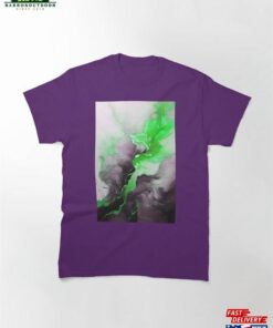 Neon Nightfall Fusion Abstract Alcohol Ink Art In Aubergine And Green Classic T-Shirt Hoodie